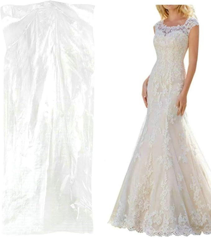 Fangkun Pack of 50 Garment Bag Transparent Clothing Dust Cover Dustproof Wateproof Storage Bag Suitable for Wedding Dresses Long Skirts Windbreakers Down Jackets 23.6 x 59 inches