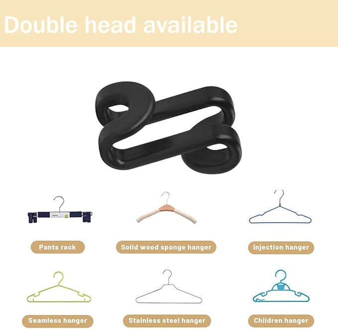 100 Pcs Clothes Hanger Connector Hooks, Wardrobe Hanger Extender Clips, Cascading Connection Hooks for Clothes Cabinet Closet Organizer Space Savers Outfit Hangers Accessory (Black)