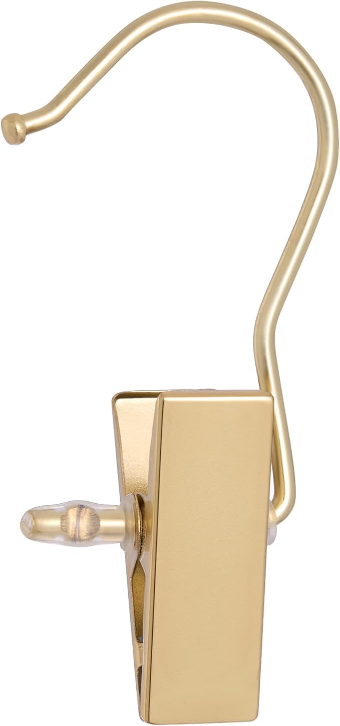 BEWISHOME 50 PCS Boot Hangers for Closet, Laundry Hooks with Clips,Heavy Duty Boot Clips for Haning,Space Saving Portable Travel Clothes Pins, Jeans, Socks, Towel, Gold FYC50G