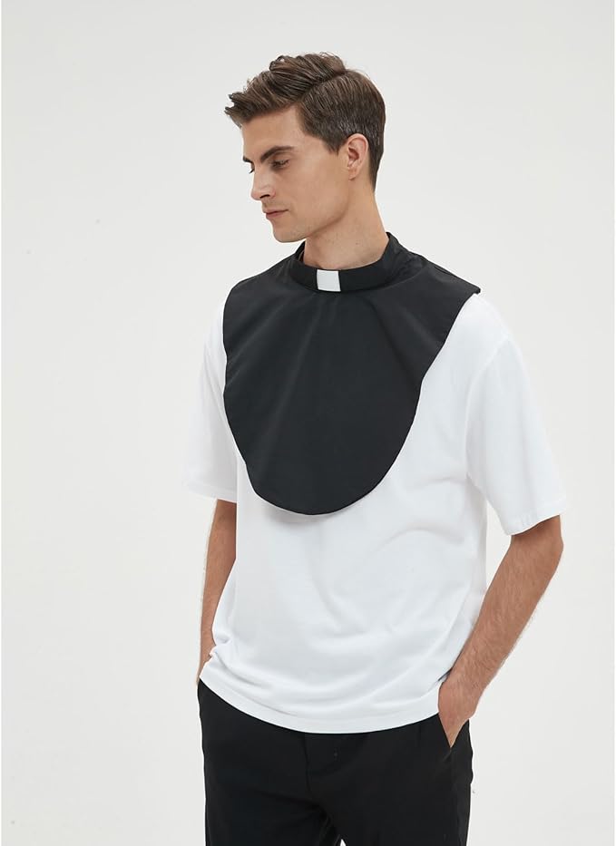 BLESSI Unisex Clergy Tab Collar Dickey Clerical Dickey Bib Collar with Insert White Collar Tab