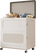 Rolling Laundry Hamper with Lid, Large Capacity Clothes Hampers for Laundry, Plastic Collapsible Laundry Baskets with Wheels and Lid Large Toy Box Chest
