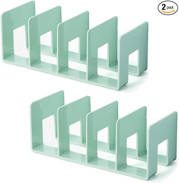 2 Pcs Purse Organizer for Closet, Acrylic Clear Purse Storage Organizers, Closet Organizers and Storage Purse Handbag Divider Holder, 4 Sections Purse Organizers Dividers in Bedroom Office (green)