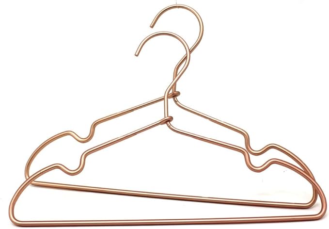 New Born Clothes Hangers Non Slip 12.5“ Rose Gold Copper Wire Children Coat Suit Metal Hanger, 30 Pack Baby Closet Dividers for Nursery Pants Display Organizer for Infant Clothing