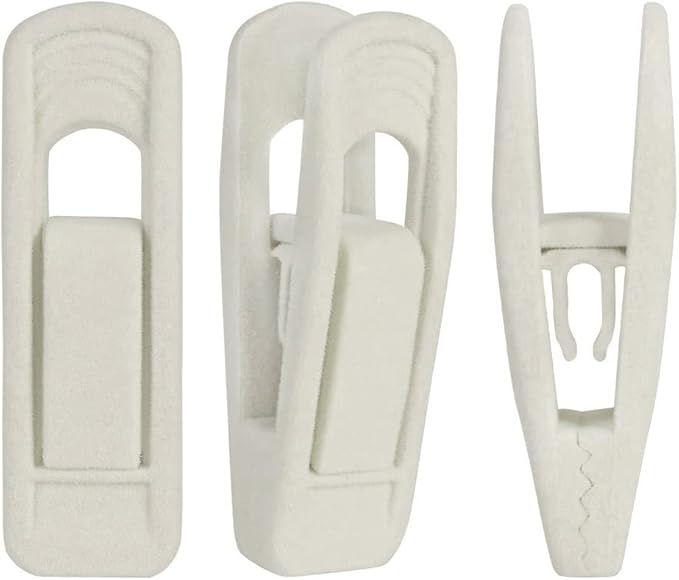 RUNAAJA Velvet Hangers Clips Pants Hangers Clips Flocked Hanger Clips Hanger Plastic Thicken Clothes Pants Pants Clip for Thin Velvet Clothes Suit Socks Hangers (White*20)