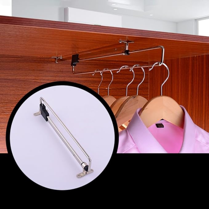 ABOOFAN 3pcs Retractable Wardrobe Clothes Hanger Closet Rod Stainless Steel Sliding Clothes Rack for Pants Scarves Skirts Coat Space Saving Storage 9.84 x 4.84 x 2.44 Inches
