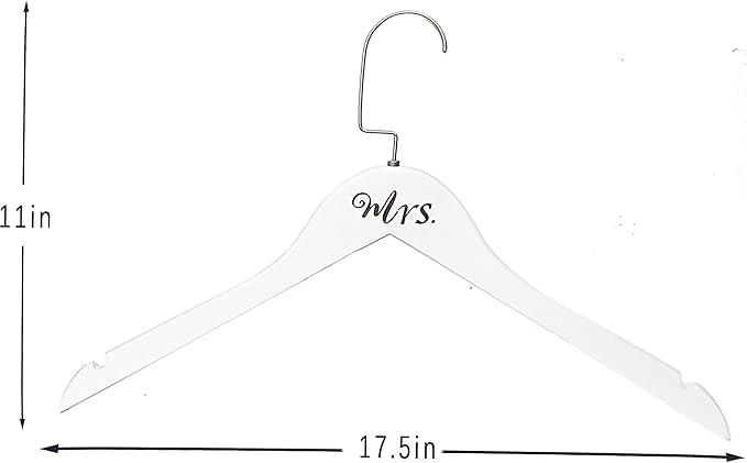 Mr. and Mrs. Wooden Bride Hanger Hangers, 7 Pieces (4 Ｗhite + 3 Ｖintage)