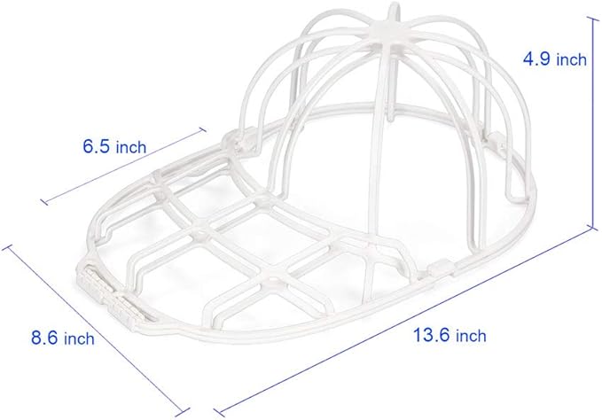 Hat Washer Cage for Washing Machine - Baseball Cap Cleaner Rack, Ball Cap Washing, Dishwasher Safe, Perfect for Cleaning and Protecting Hats in Dishwasher (White 1 Pack)