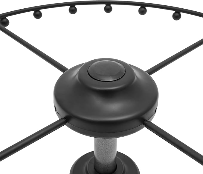 Round Closet Rod, 360° Rotating Clothes Hanger for Wardrobes, Black Heavy Duty 66 lbs Capacity Metal Closet Organizer with Iron Balls, Space Saving Storage Solution for Cloakroom