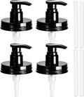 Amolliar Plastic Mason Jar Soap Dispenser Lids(4) - Universal Pump Replacement for Regular Mouth Jar - Long Tubes & Cute Lables -Farmhouse Decor for Kitchen, Bathroom, Dish Soap, Lotions, Hand Soap