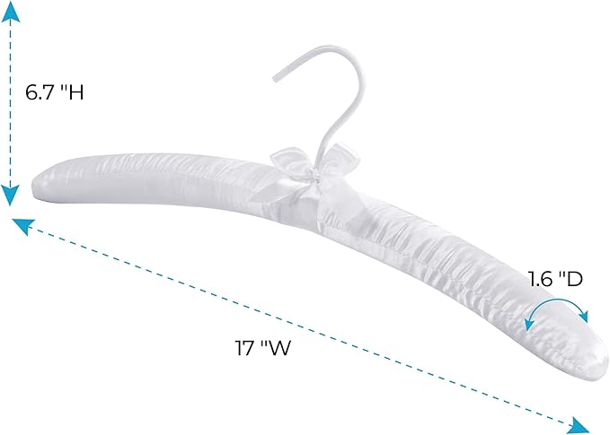 JS HANGER Padded Hanger for Sweaters - 17 Inch Extra Large Heavy Duty Satin Covered Coat Hangers No Shoulder Bump for Women Clothes, Sweaters, Dresses, Clothing, Weddings, Lingerie Pack of 10, White