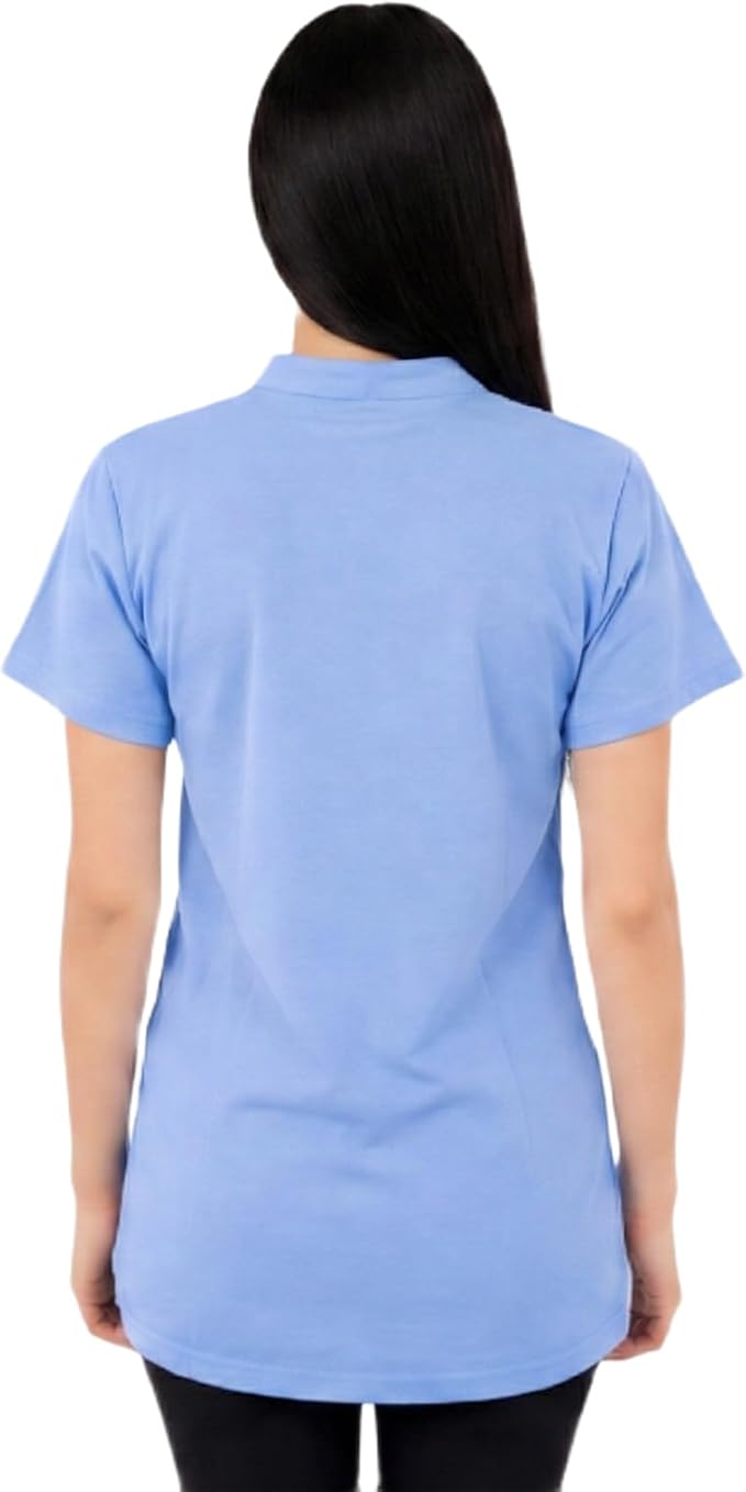 USBD Post Mastectomy Shirt with Drain Pockets Band Collar Post Op Recovery Tops