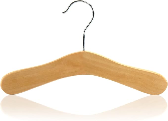 HANGERWORLD Pack of 12 Natural Wooden Kids and Baby Hangers for Nursery, Size 9.8inch with Swivel Hook