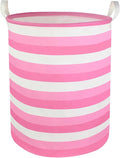 CLOCOR Pink Laundry Basket,Baby Girl Clothes Hamper for Nursery,Collapsible Toy Storage Bin with Handles, Room Decor,Waterproof Storage Basket(Pink Hamper)