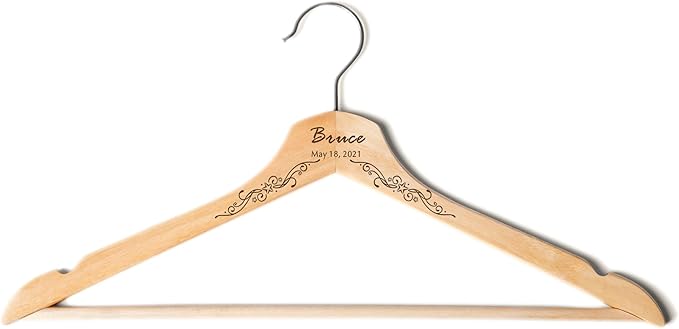 Personalized Bridal Hangers for Wedding Dress Wedding Hangers Custom Coat Hanger Wooden Clothes Hangers Gifts with Any Name & Date for Bride Groom Groomsman Father of The Bride Groom(Design3)