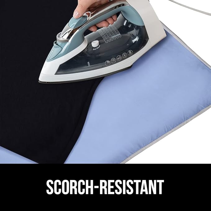 GORILLA GRIP Ironing Mat, Portable Iron Pad, Magnetic Cover for Top of Laundry Washer, Dryer, Tabletop, Countertop Padded Blanket, Silicone Coating and Scorch Resistant, Travel Size 28x24, Blue