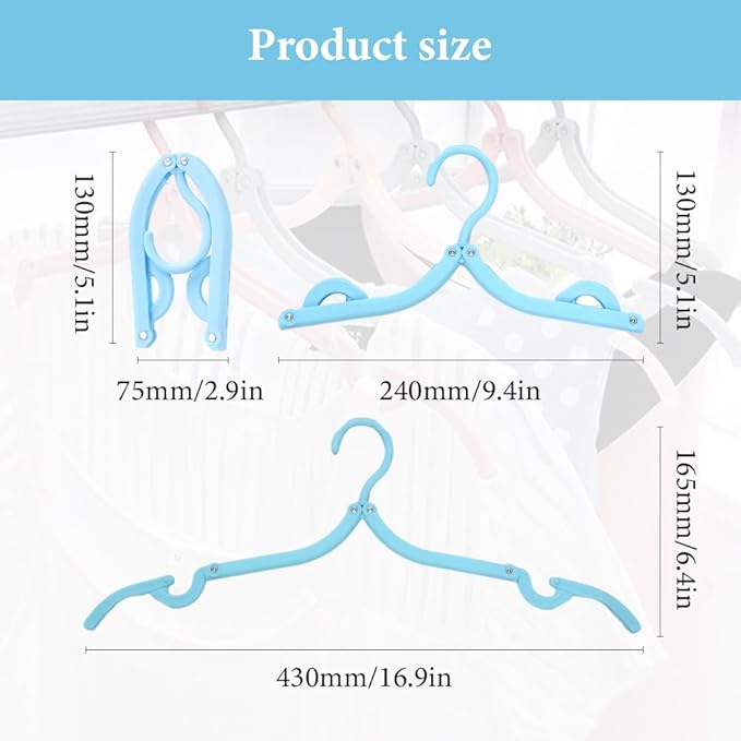 10PCS Multifunctional Plastic Folding Hanger, Retractable Portable Travel Hangers, Foldable Coat Hanger Folding Hangers for Traveling, Space Saving Clothes Hangers Portable Travel Hangers (Beige)