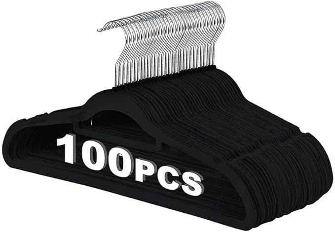 ZENY Velvet Hangers 100 Pack for Suits,Coats, Dress, Non Slip Clothes Hangers, with 360 Degree Swivel Hooks, Space Saving, Durable