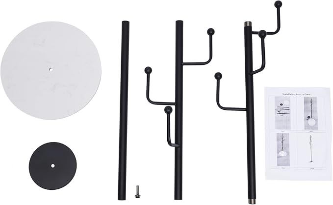 67" Heavy Duty Retail Garment Rack Coat, Bag and Hat Display for Home or Boutique Clothing Stores, Metal Stand Marble Base with 6 Hooks, Floor Standing Clothes Rack Organizer Storage Rack