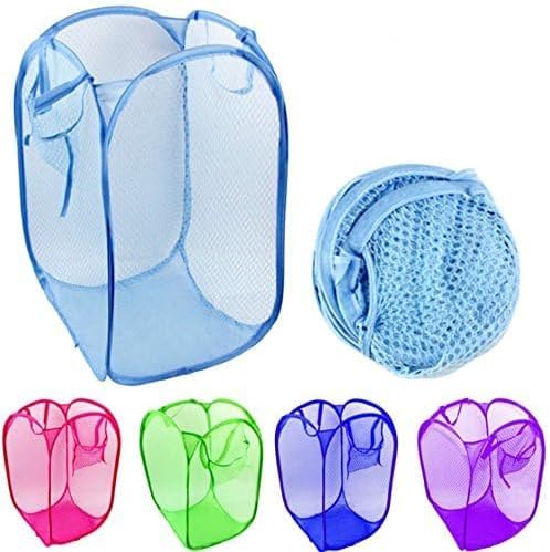 6pcs Foldable Pop Up Mesh Washing Laundry Basket Bag Bin Hamper Toy Tidy Storage (11.81"L x 11.81"W x 18.11"H)
