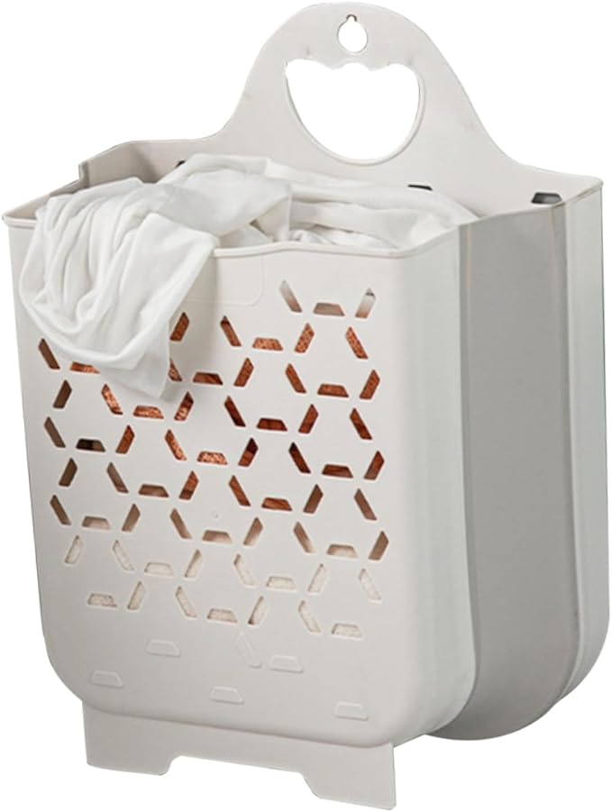 Alipis Foldable Plastic Laundry Hamper for Kids, White, 1 Set