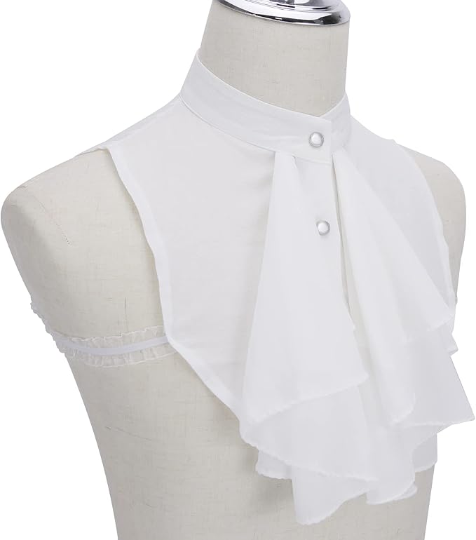 Chiffon Retro Renaissance Palace Fake Collar Suit Decorative Detachable Neck Ruffle Collars Victorian Accessories for Men