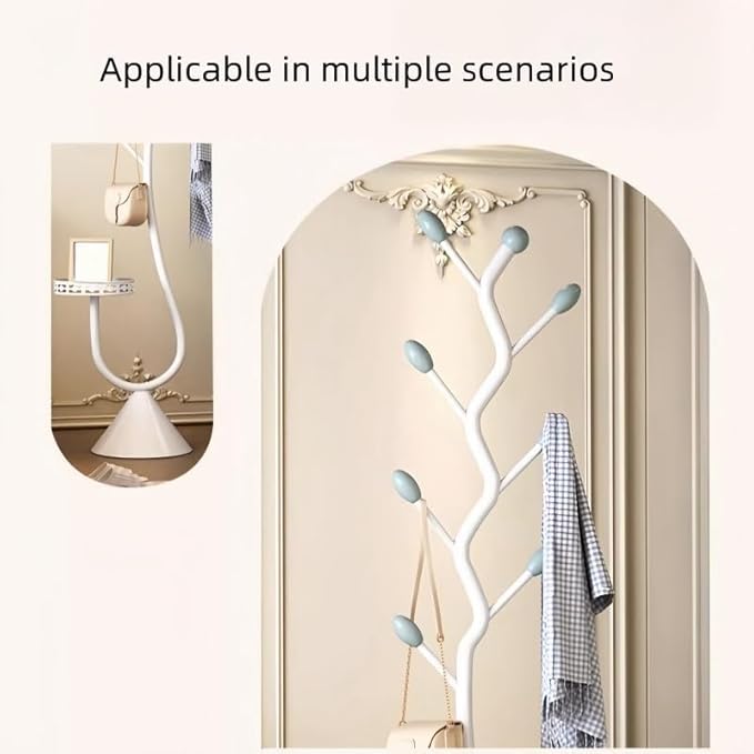 Coat Rack with Metal Base,Tree-Shaped Coat Rack for Bedroom, Entryway, Hallway(White)