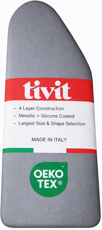 TIVIT Padded Cover for Steamfast SF-680 Mid-Size Steam Press, Alumitek Top Coating, Scorch Resistant, Thick Padding, Fastener Straps, Pull Bungee, 25x10.5”, Made in Italy