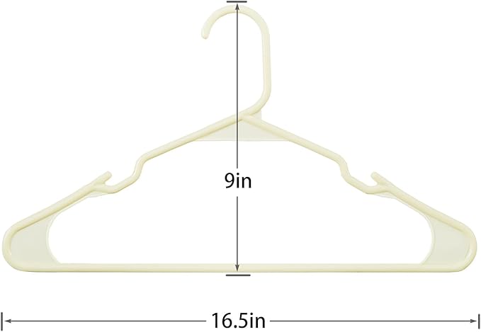 VECELO 100 Pack Plastic Hangers-Clothes Hangers Set with Shoulder Grooves for Closet Space Saving-Heavy Duty Coat Hanger,Beige