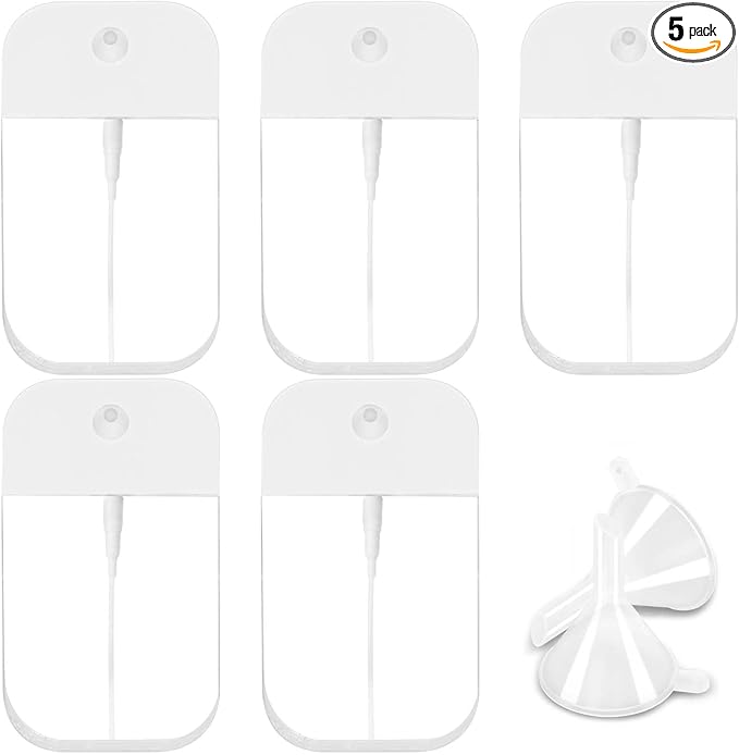 5 PCS Clear Spray Bottles, Portable Card Spray Bottles, 50 ML Refillable Plastic Perfume Atomizer Vials, Suitable Perfume, moisturizing water, hand sanitizer