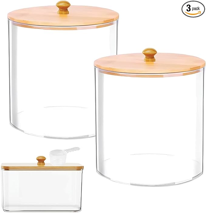 3 Pack Large Laundry Pods Container & Dryer Sheet Holder Set, Plastic Laundry Organization Jars with Lids, Labels, Scoops & Scent Booster Spoons for Detergent and Powder