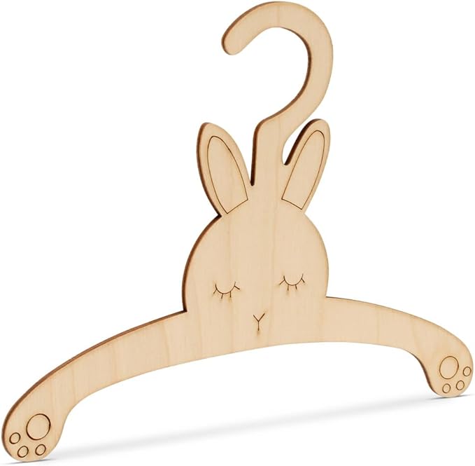 DIY Wooden Baby Hangers for Closet, Set of 25 Bunny Infant Hangers for Baby Clothes and Woodland-Themed Nursery Decor, by Woodpeckers