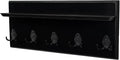 Rustic Wall Mounted Coat Rack with Shelf Wooden Entryway Organizer with 5 Metal Hooks for Coats Hats Towels Keys Floating Storage Shelf for Bathroom Bedroom (Black, 32 inch (6 Hooks))