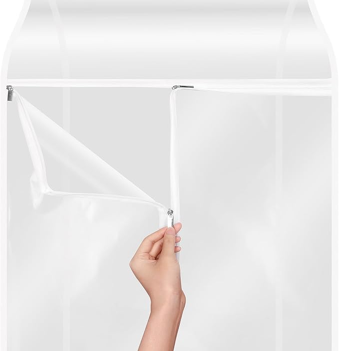 Zilink Hanging Garment Bags for Storage 50 inch (2 Pack) Clear Garment Rack Cover Fur Coat Bags for Closet Storage for Suit Fur Coats Leather Jackets Dress Storage