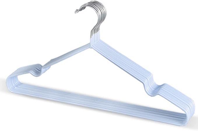 VALINK Coat Hangers Clothes 10 Pack Wire Hangers Heavy Duty Stainless Steel Hangers, Non Slip, Wet or Dry Dual Use Clothes Hanger Nordic Blue