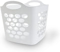 SEDLAV Plastic Laundry Basket, White, Flexible Hamper, Ideal for Laundry Room, Organizer, Storage, Closet, Dorm, Easy-to-Carry Handles, Easy Lift Comfort