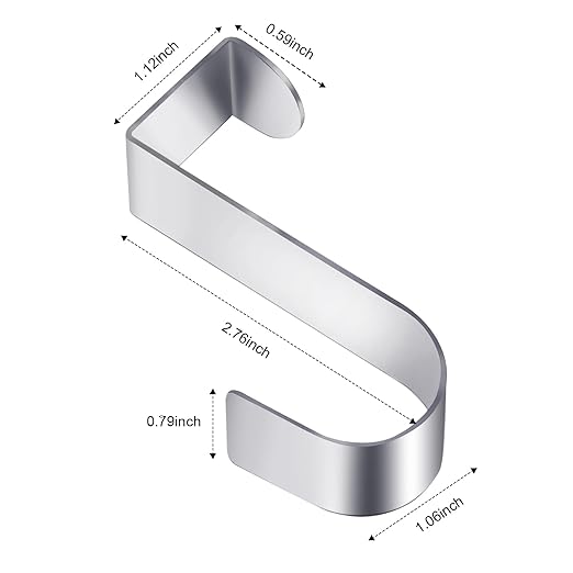 Hotop 12 Pcs Over The Cabinet Drawer Door Hooks 1.12 Inch for Hanger in The Cabinet Decoration Hooks Sturdy Metal Z Shaped Hanger Peg for Bathroom Clothes Towel(Silver)