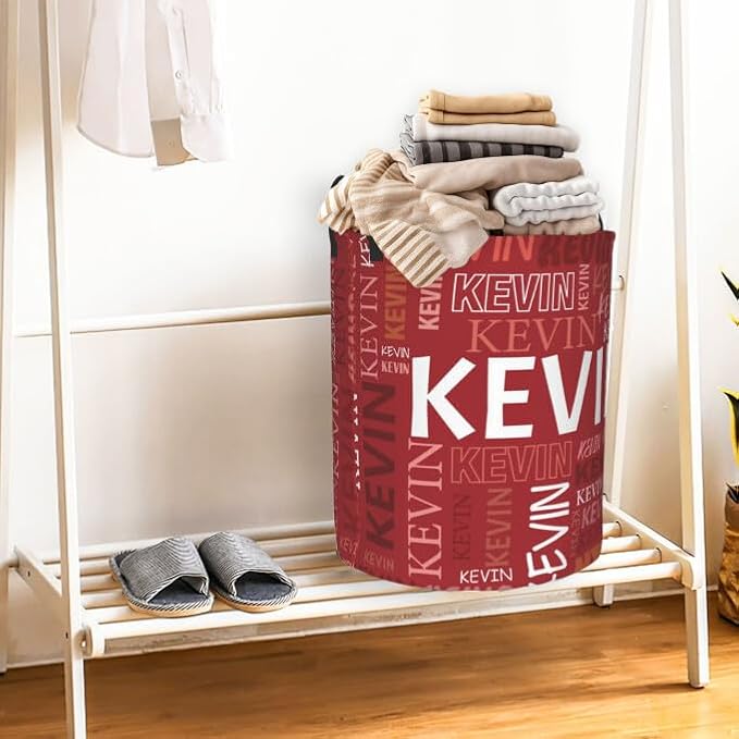 Custom Name Laundry Hamper, Personalized Dirty Clothes Hamper with Name for Bathroom Bedrooms Clothes Storage Organizer, Personalized Gifts for Boys Girls Men Women