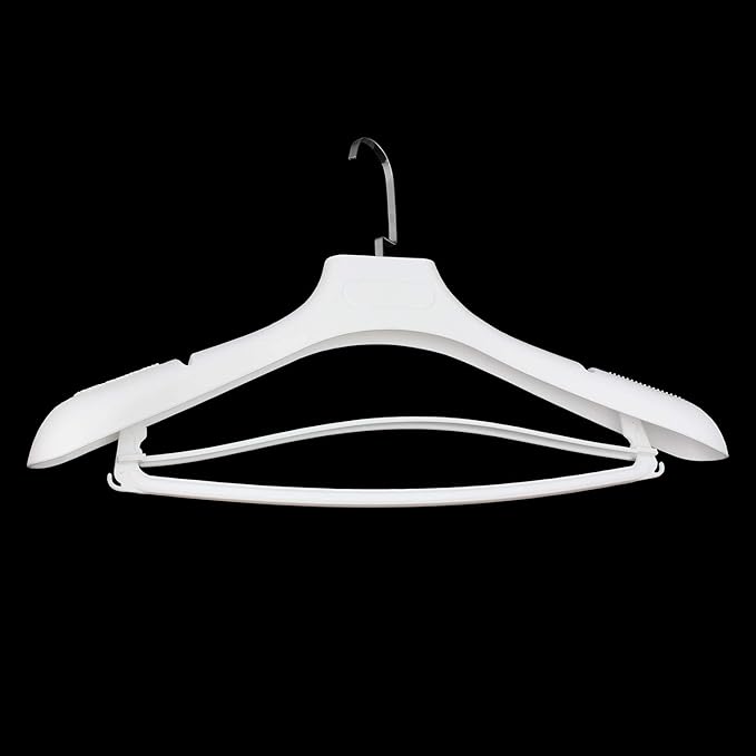 DEDU Suit Hangers for Men 15 Pack, White Coat Hangers Extra Wide Non Slip Width 17.7", Thick Plastic with Pants Bar & Metal Hook