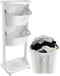 Laundry Basket 3 Tier with Wheels Stackable Clothes Hamper Organizer Laundry Basket Organizer with Removable Baskets for Bathroom, Laundry Room, Dormitory