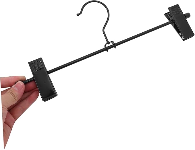 Healifty 10pcs Metal Pants Hangers Clips Heavy Duty Skirt Hangers Adjustable Clips for Pants and Skirts Rotating Hooks Sturdy Construction