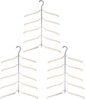 3-Pack 5-in-1 Space Saving Blouse Hangers - Non-Slip Padded Swing Arm Coat Hangers, Heavy Duty Stainless Steel for Shirts & Sweaters (White)