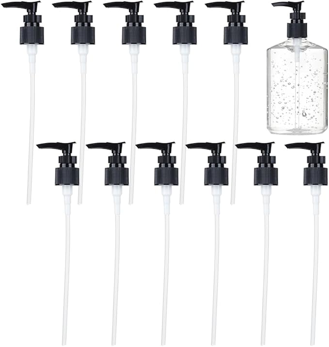 BENECREAT 12 Packs Plastic Replacement Pumps, 24-410 Thread/Neck Locking Black Dispenser Replacement Pump Lotion Pumps for Soap, Lotion, Shampoo, Kitchen and Bathroom