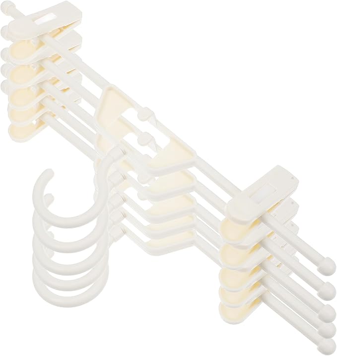 Garneck 5pcs Telescopic Trousers Hanger Jeans Hangers Space Saving Pants Hanger Closet Drying Rack Non-Slip Clip Coat Hangers Wardrobes Clips Storage Rack Underwear Child White Plastic