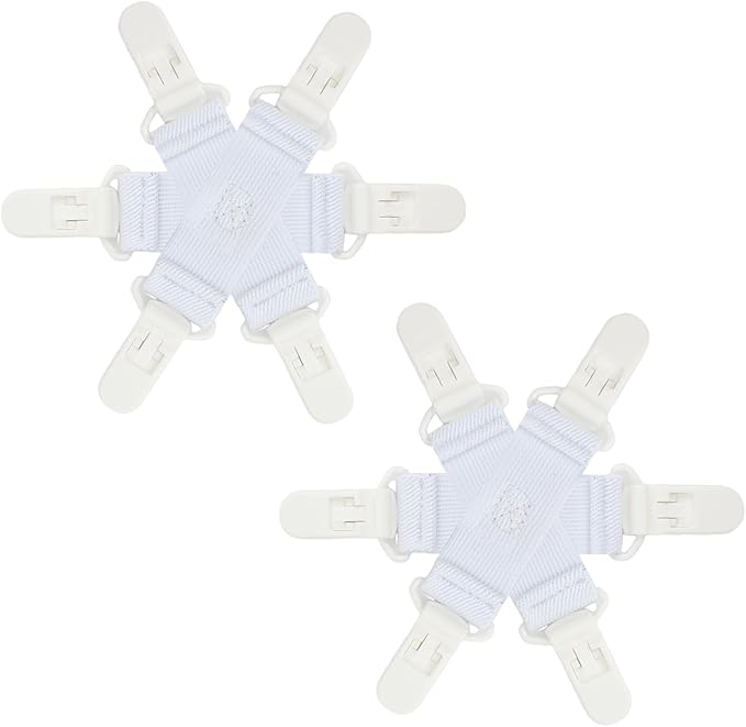 Bed Sheet Detangler with 6-Clip, WAD Preventer Stop Bed Sheets/Duvet Covers/Blankets from Tangling, Twisting & Balling up in Dryer Washer and Dryer, 2 pcs(White)
