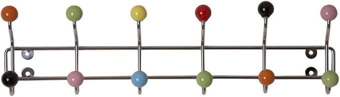 ASPECT Deluxe Wall-Mounted Coat Hanger-12 Hooks, Chrome/Multi, 55x6x12cm, CR03MULTI