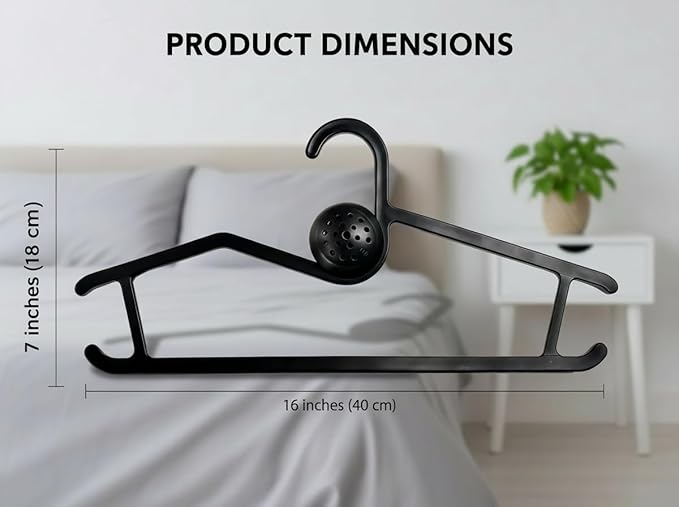 20 Pack Aromatherapy Plastic Hangers, Hanger Organizer with Detachable Scent Box, Non-Slip Space Saving Slim Design for Closet, Durable Clothes Hangers (Black)