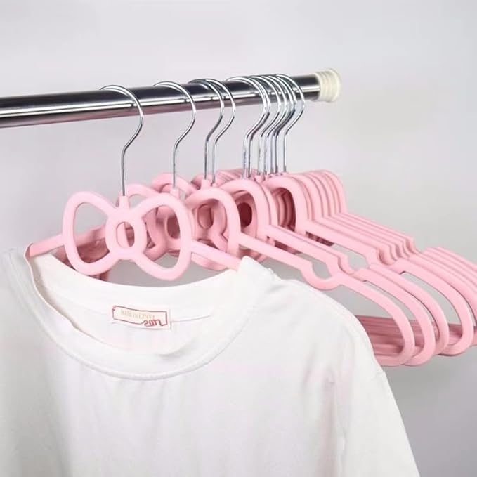 Velvet Hangers 20 Pack, 16" Non Slip Adult Hangers, 360 Degree Swivel-Hook, Ultra Slim Clothes Felt Hanger Space Saving, Durable & Cute for Coats, Jacket, Shirts, Dress (Plastics, Bow)