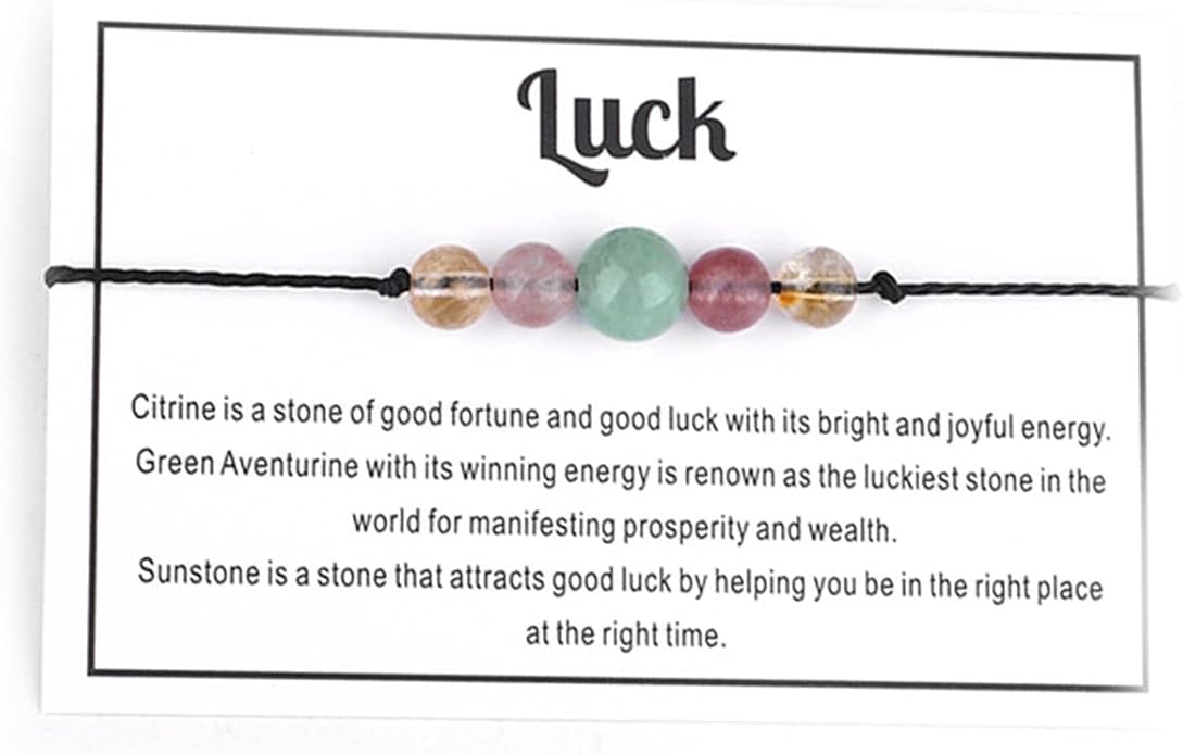 Caiyao Chakra Crystal Tiger Eye Bead Bracelet with Wish Card for Women Adjustable Spiritual Stone Braide String Bracelet Yoga Meditation Jewelry Gift