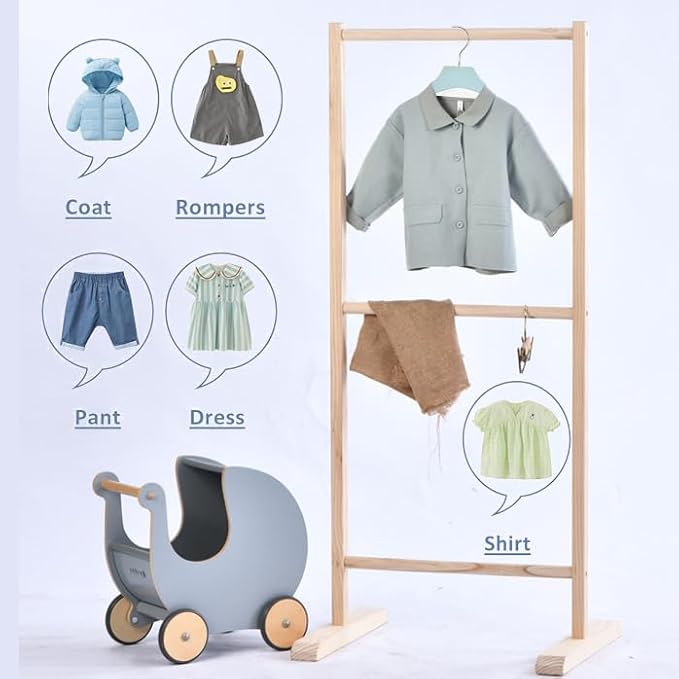 Blue 12.7" Ultra-Thin Wooden Children Closet Clothes Clips Hangers 20PCS Wood Baby Kids Coat Hangers for Infant Toddler Newborn Jumpsuit Pants Skirts Jeans Space Saving Heavy Duty Durable