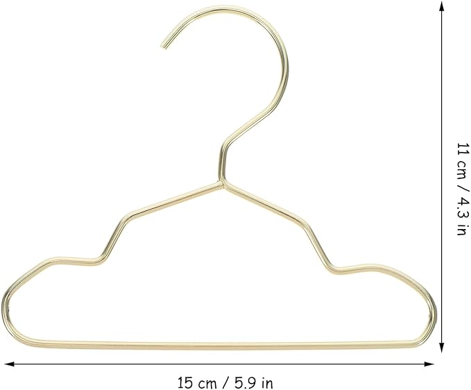Didiseaon 10Pcs Pet Clothing Holder Metal Mini Clothes Hanger, 5.9 X 4.33 Inches, Closet Storage Rack for Baby Toddler Kids Cat Dog (Gold)
